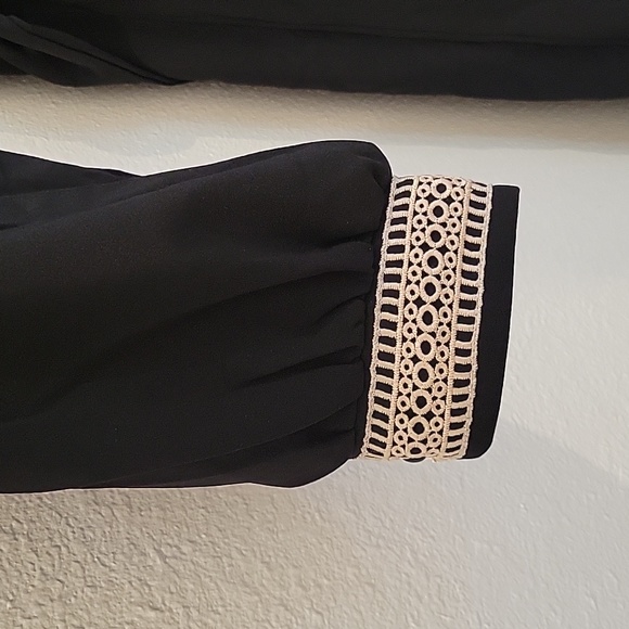 Jumpsuits Dressy Fashion Lace V Neck Long Sleeve Wide Leg Pants Romper with Belt - Picture 5 of 12